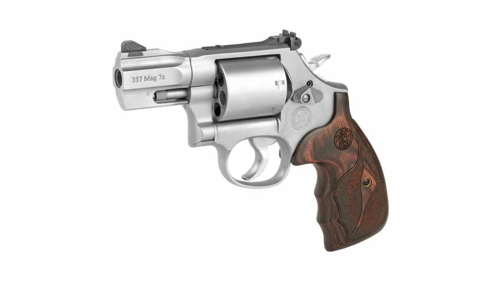Smith &amp; Wesson 686 Performance Center Revolver, .357 Magnum/.38 Special, 2.5in Barrel, K Frame, Adjustable, Stainless Frame, Wood Grip, 7 Round Cylinder, 170346