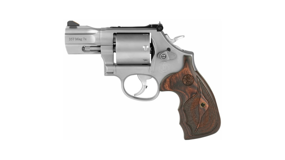 Smith &amp; Wesson 686 Performance Center Revolver, .357 Magnum/.38 Special, 2.5in Barrel, K Frame, Adjustable, Stainless Frame, Wood Grip, 7 Round Cylinder, 170346