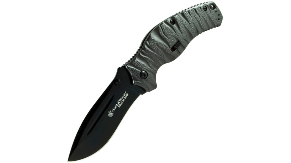 Smith &amp; Wesson Black Ops 4, MAGIC Assist, Gray Aluminum, Black Blade, Plain SWBLOP4B
