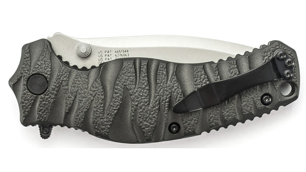 Smith &amp; Wesson Black Ops M.A.G.I.C. Assisted Opening Liner Lock Folding Knife,3.3in Bead Blast Carbon Steel Drop Point Blade,Grey Aluminum Handle ,Clam Package SWBLOP4CP