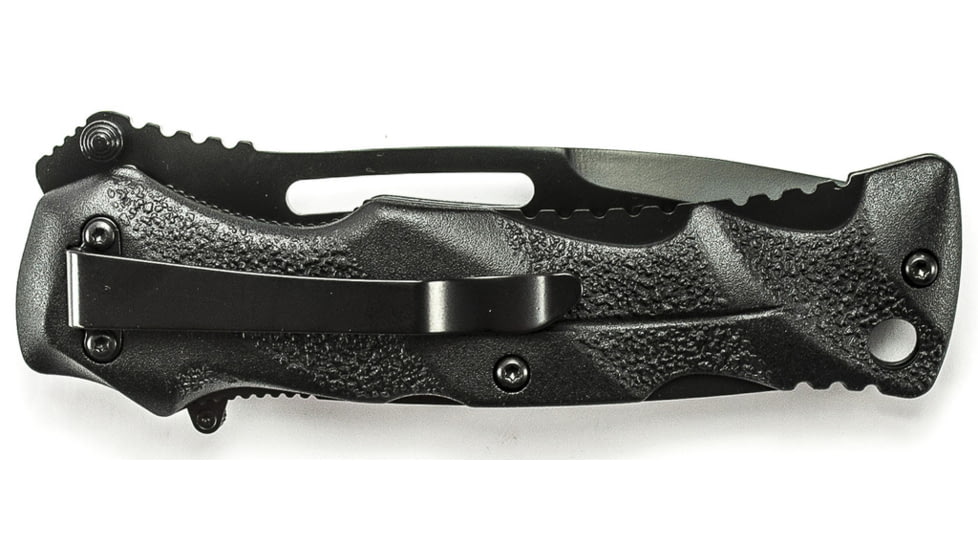 Smith &amp; Wesson Black Ops Mini M.A.G.I.C. Assisted Opening Folding Knife,2.5in Black Steel Partially Serrated Re-Curve Drop Point Blade,Black Aluminum Handle,Clam Package SWBLOP2SMBSCP