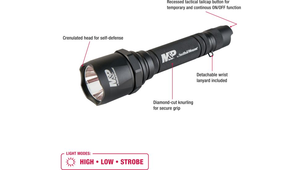 Smith &amp; Wesson Delta Force MS-10 LED Flashlight, 1115 Lumens, 3X CR123, Black 110148