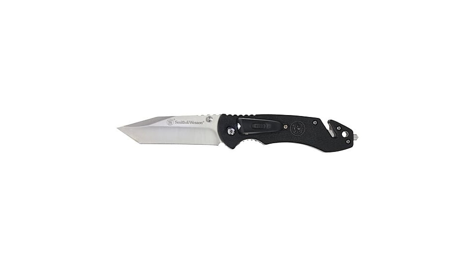 Smith &amp; Wesson EDC Clip Folding Knife w/LED Flashlight, 3.25in, Stainless Steel, Satin Blade, Black Polymer Handle, 1208880