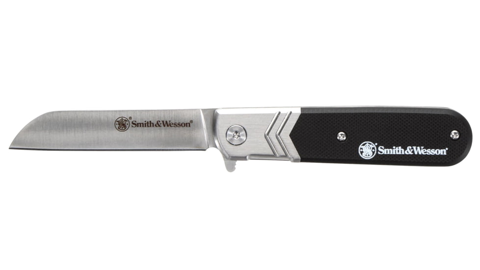 Smith &amp; Wesson Executive Barlow Spring Assist Folding Knife, 2.75in 8Cr13MoV Stainless Steel Blade, G10 Handle, Black, 1147094
