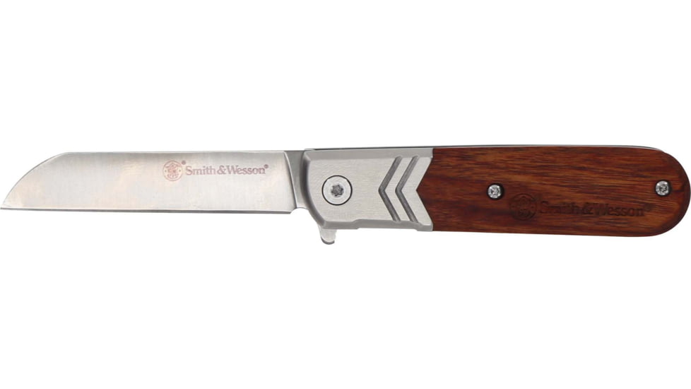 Smith &amp; Wesson Executive Spring Assist Barlow, Wood Handle, Blister, 1160818