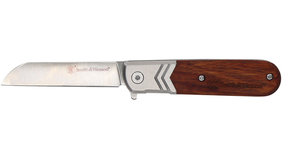 Smith &amp; Wesson Executive Spring Assist Folding Knife, 2.75in, 8CR13MoV, Stainless Steel w/ G10 Scales, Barlow Clip, Black, 1179950
