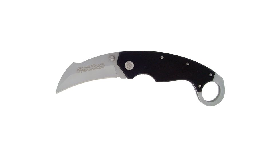 Smith &amp; Wesson Extreme Ops Karambit, Black G10 Handle, Plain SWCK33