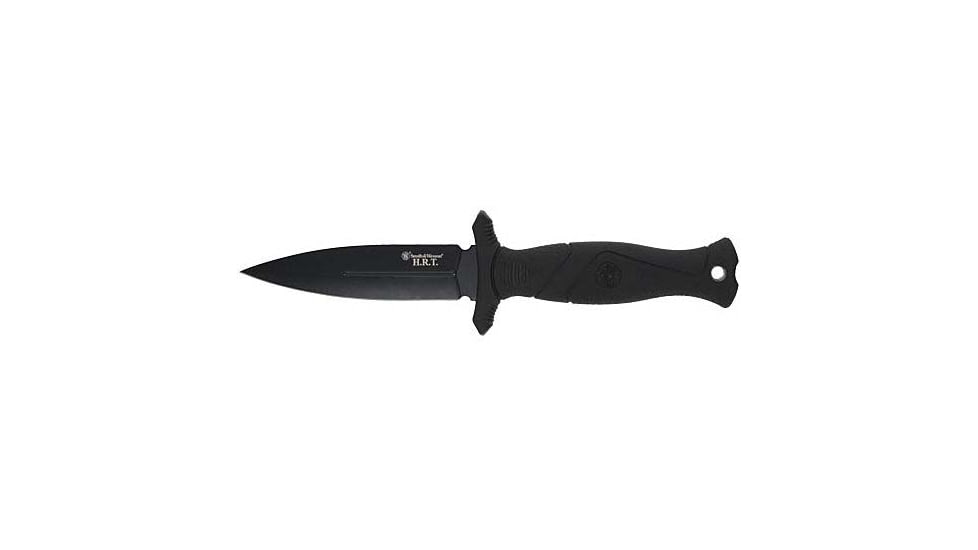 Smith &amp; Wesson HRT Boot/Neck Fixed Blade Knife w/Sheath, 4in, Stainless Steel, Rubber Overmolded Handle, 1160816