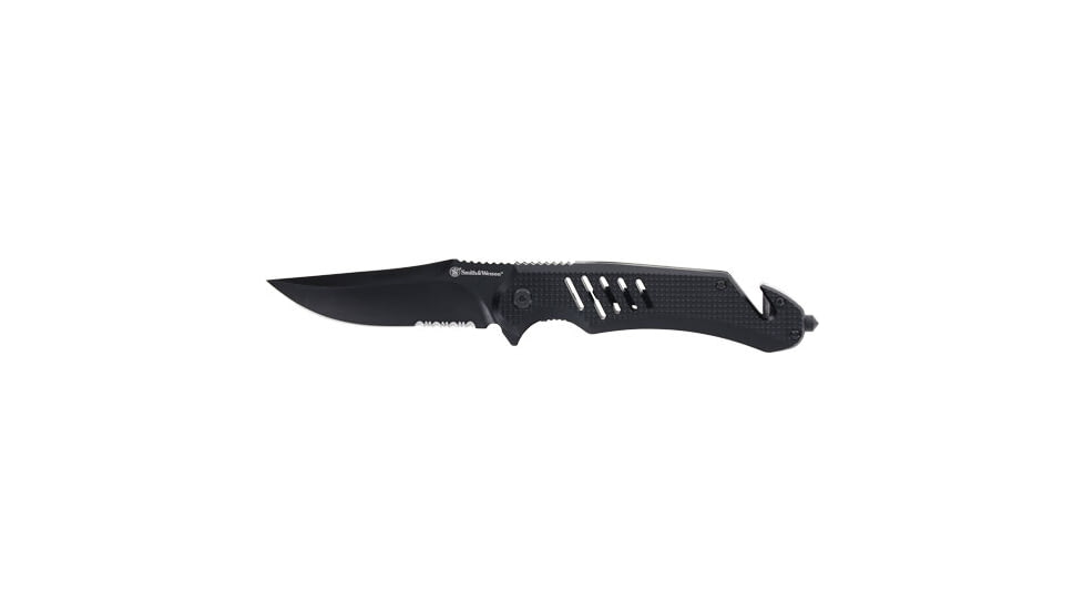 Smith &amp; Wesson Knife Extreme Ops 3.5 Folder W/Strap Cutter Black, 1215364