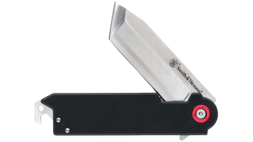 Smith and Wesson Knives Big Benji Folding Knife, 3.5in, 8Cr Stainless Steel, Tanto Plain Blade, Black Handle, 1193144