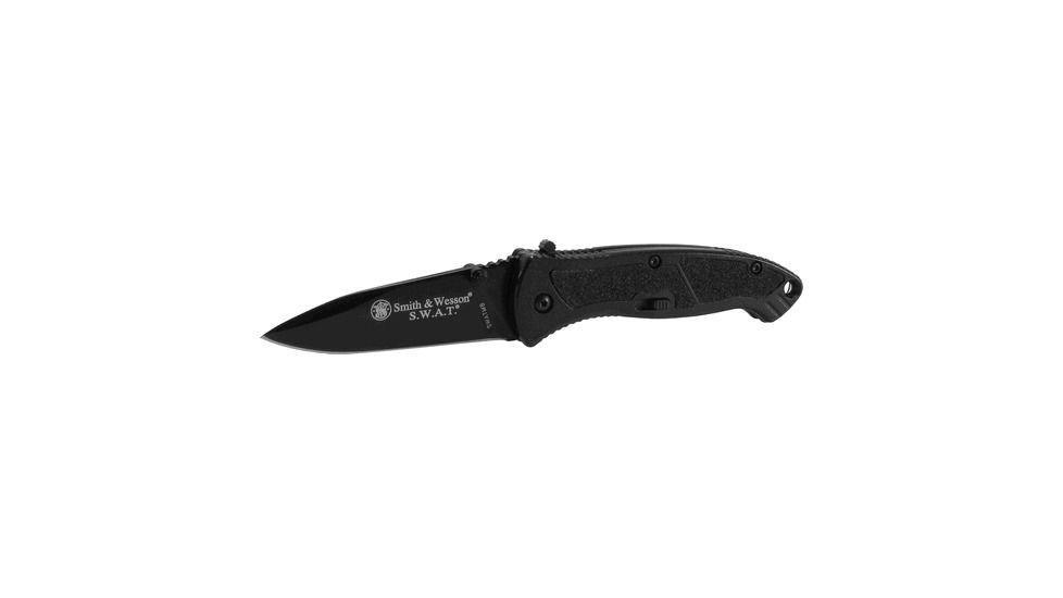Smith &amp; Wesson Large SWAT MAGIC Assisted Knife, Blk, Drop Pnt, SWATLB