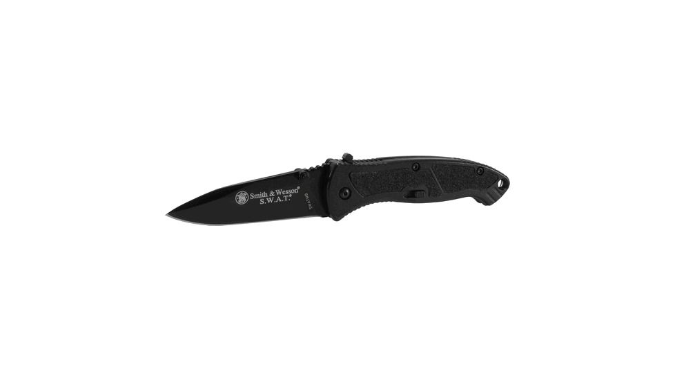 Smith &amp; Wesson Large SWAT MAGIC Assisted Knife, Blk, Ser Drp Pt, SWATLBS