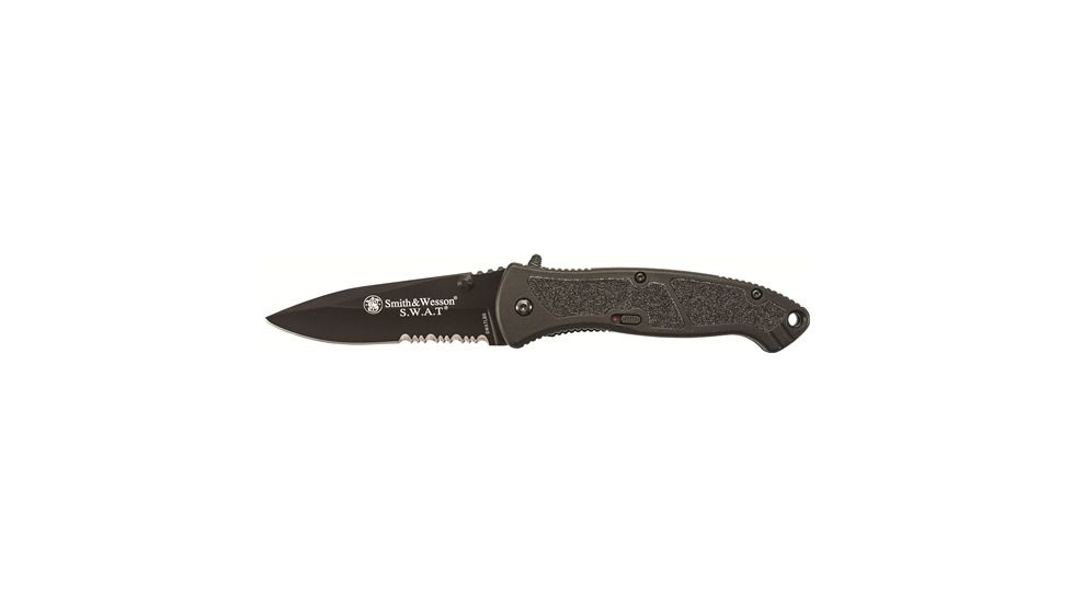 Smith &amp; Wesson Large SWAT MAGIC Assisted Knife, Blk, Ser Drp Pt, SWATLBS