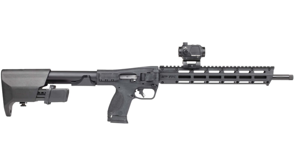 Smith &amp; Wesson M&amp;P FPC Semi-Auto Rifle, 9mm Luger, 16.25in Barrel, 1-10, Red Dot, Synthetic Black Stock, Anodized Black, 1-17RD 2-23RD Mags, 14377-FRRMPG