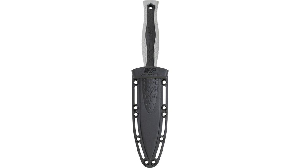 Smith &amp; Wesson M&amp;P Full Tang Fixed Blade Boot Knife, 4.57in, 8Cr13MoV, Double Edge, Grey, Rubberized Handle, SWMPF3G