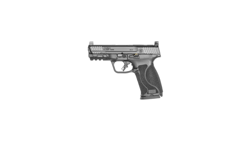 Smith &amp; Wesson M&amp;P M2.0 Pistol, 10mm Auto, 4in barrel, black polymer frame, integrated polymer grip, recoil operated semi-automatic, tall white 3-dot, 15 round magazine, SW-M&amp;P M2.0-7-FRRMPG