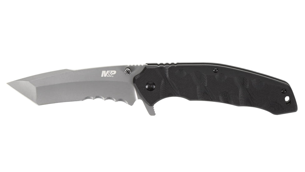 Smith &amp; Wesson M&amp;P Special Ops Folding Knife, 4in 8Cr13MoV Stainless Steel Tanto Point Blade, G10 Handle, Black, 1147103