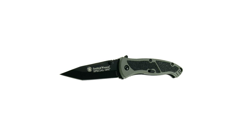 Smith &amp; Wesson Medium Specops MAGIC Folding Knife, Assist Grn, SPECM