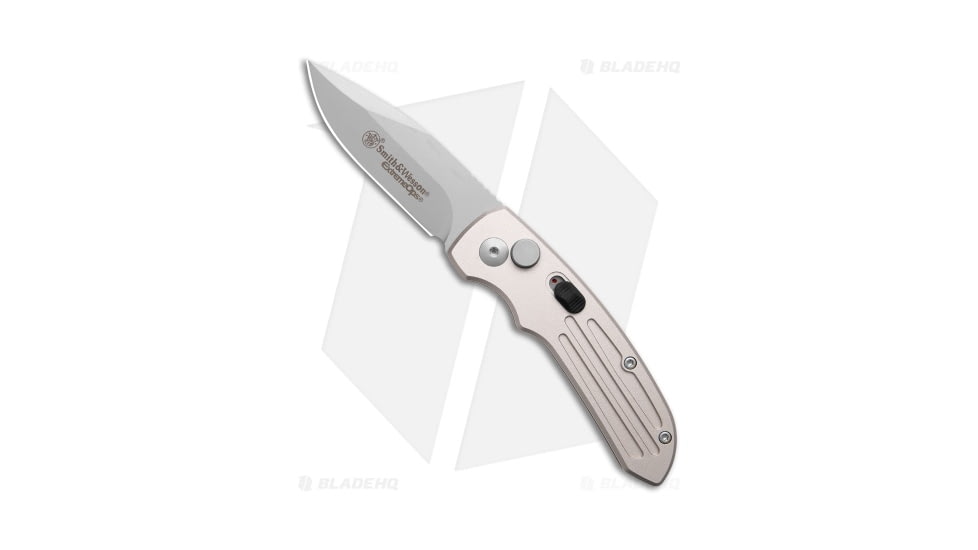 Smith &amp; Wesson Mini Extreme Ops Automatic Folding Knife, 2.50in, 440 Stainless Steel, Drop Point Blade, Aluminum Gray Handle, SW40, Gray/Gray, 6.125in, BHQ-1588