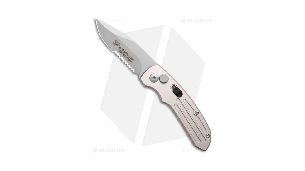 Smith &amp; Wesson Mini Extreme Ops Automatic Folding Knife, 2.50in, 440 Stainless Steel, Drop Point Blade, Aluminum Gray Handle, SW40S, Gray/Gray, 6.125in, BHQ-194660