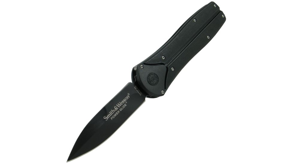 Smith &amp; Wesson Power Glide, Aluminum Handle, Black Blade, Plain SWPGB