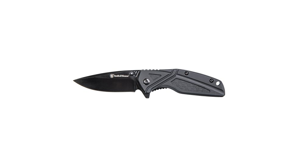 Smith &amp; Wesson S&amp;w Knife Black Rubber 3'' Blk Oxide Blade W/pocket Clip