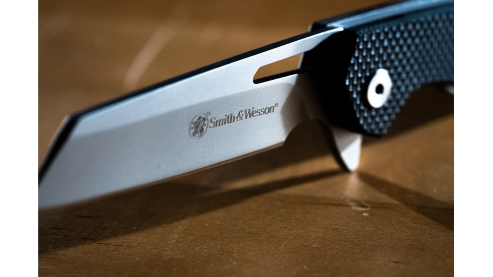 Smith &amp; Wesson Sideburn Folding Knife, 3in, 8Cr13MoV Stainless Steel Blade, 4in, G10 Handle, 1122568