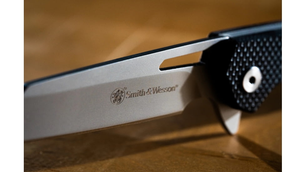 Smith &amp; Wesson Sideburn Folding Knife, 3in, 8Cr13MoV Stainless Steel Blade, 4in, G10 Handle, 1122568