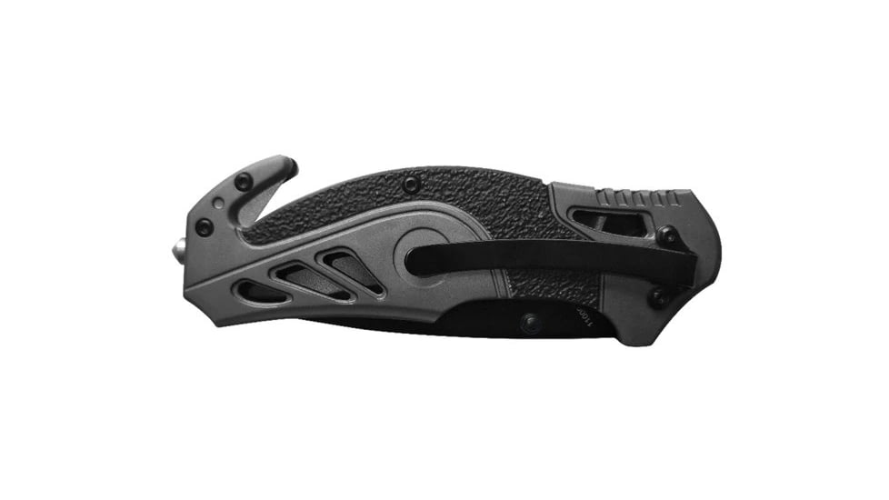 Smith &amp; Wesson Spring Assisted Rescue Folding Knife, 3.4in, 8Cr13MoV Steel Blade, 4.5in, Rubberized Aluminum Handle, 1100038