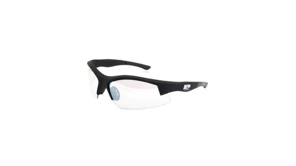 Smith &amp; Wesson Super Cobra Frame Shooting Glasses, Black Rubbrized/Clear Mirror, 110171