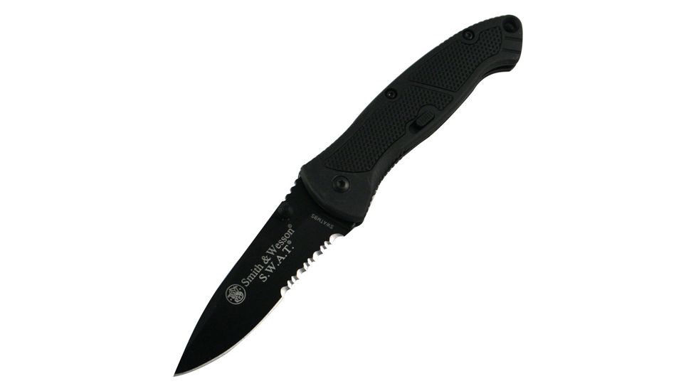Smith &amp; Wesson SWAT Magic, Medium, Black Handle, Black Blade, ComboEdge SWATMBS
