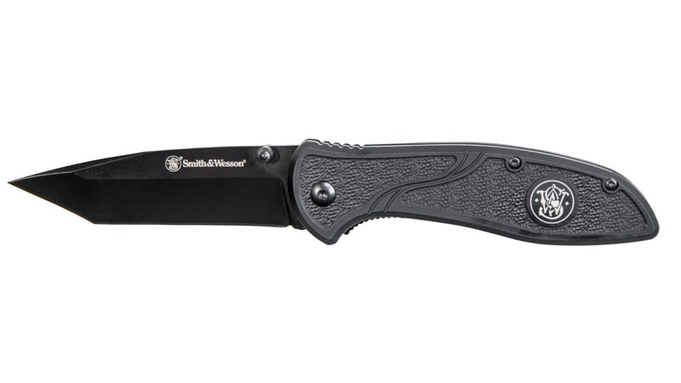 Smith &amp; Wesson Tanto Rubberized Aluminum 3.5in, Folding Knife 1084310