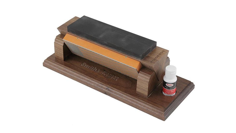 Smiths 8in Diamond Tri-Hone, w/ Black Arkansas Stone in Wooden Box, 50614
