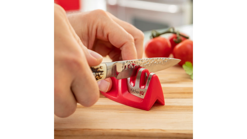 Smiths Edge Grip 2-Stage Knife Sharpener, Red, SP-50883