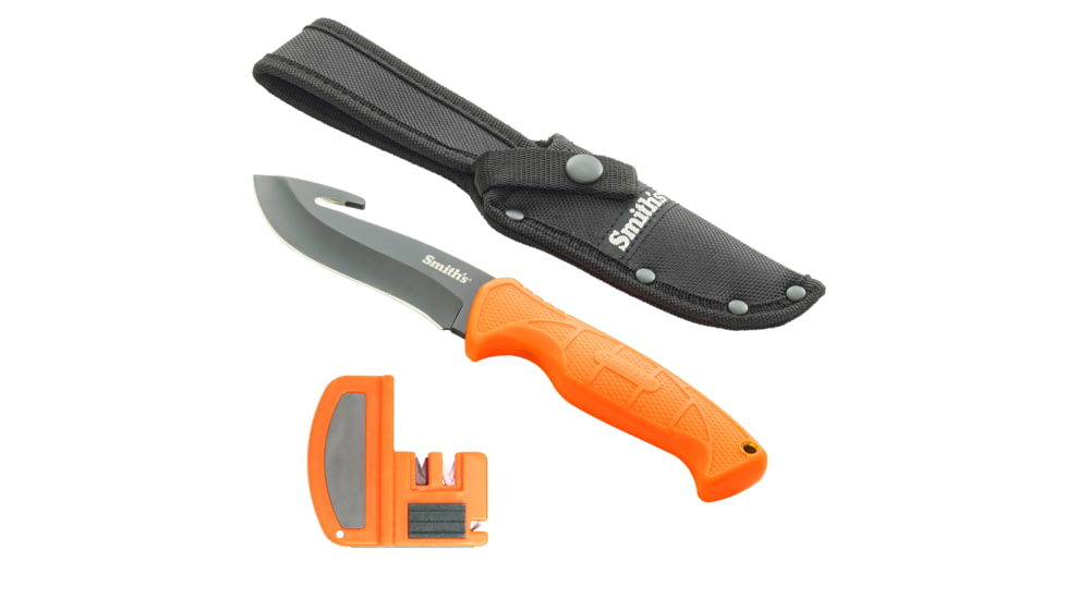 Smiths Edgesport Fixed Blade Gut Hook Combo Knife, 4 in, Blaze Orange, SP-51235