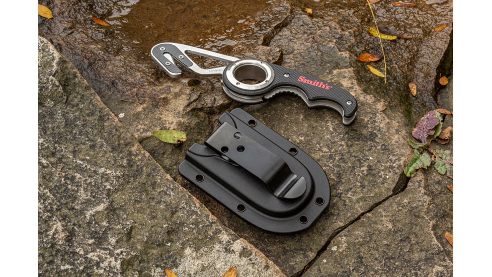 Smiths EdgeSport Folding Gut Hook/Seatbelt Cutter Knife, ABS Handle, Black, SP-51103