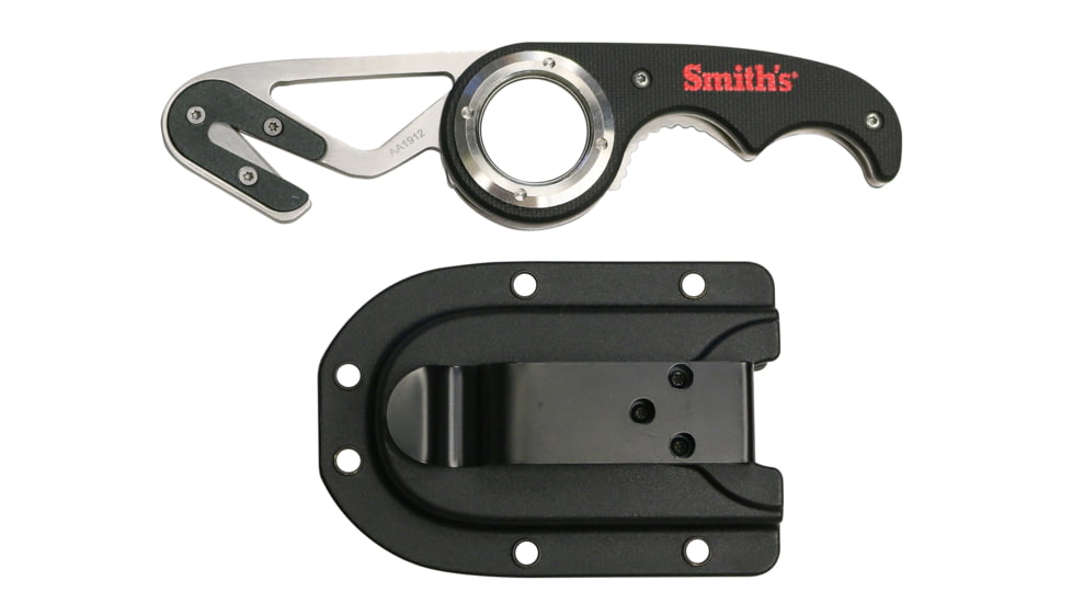 Smiths EdgeSport Folding Gut Hook/Seatbelt Cutter Knife, ABS Handle, Black, SP-51103