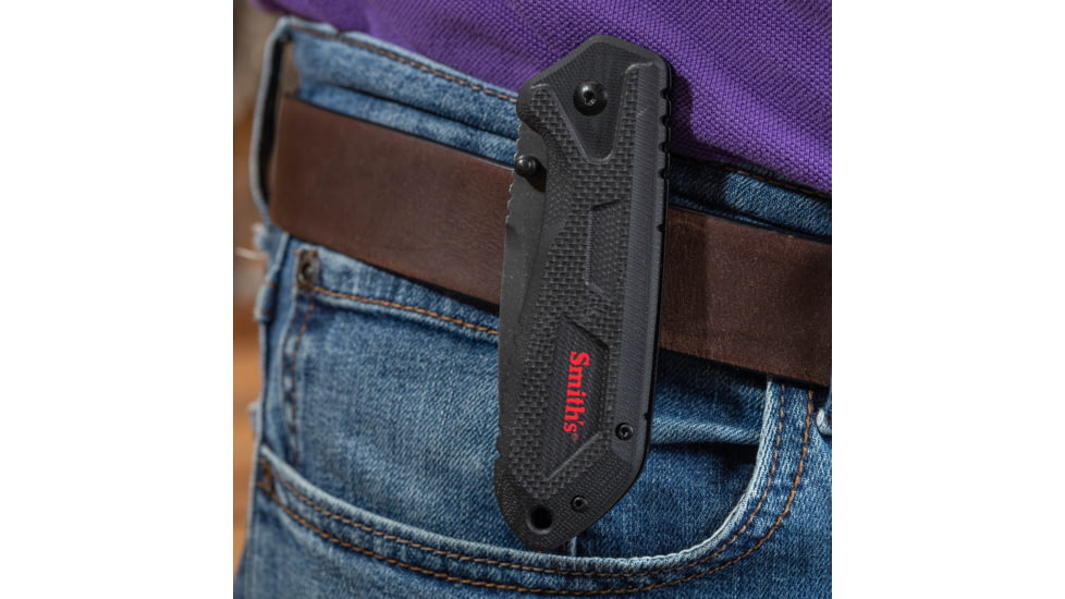 Smiths Edgework-Site American Tanto Folding Knife, 3 in, Frame Lock, Black, SP-51242