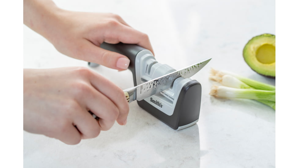 Smiths Gourmet Diamond Pro Pull-Thru Knife and Scissor Sharpener, Black/White/Gray, SP-50217