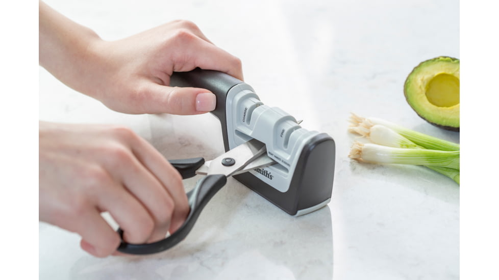 Smiths Gourmet Diamond Pro Pull-Thru Knife and Scissor Sharpener, Black/White/Gray, SP-50217