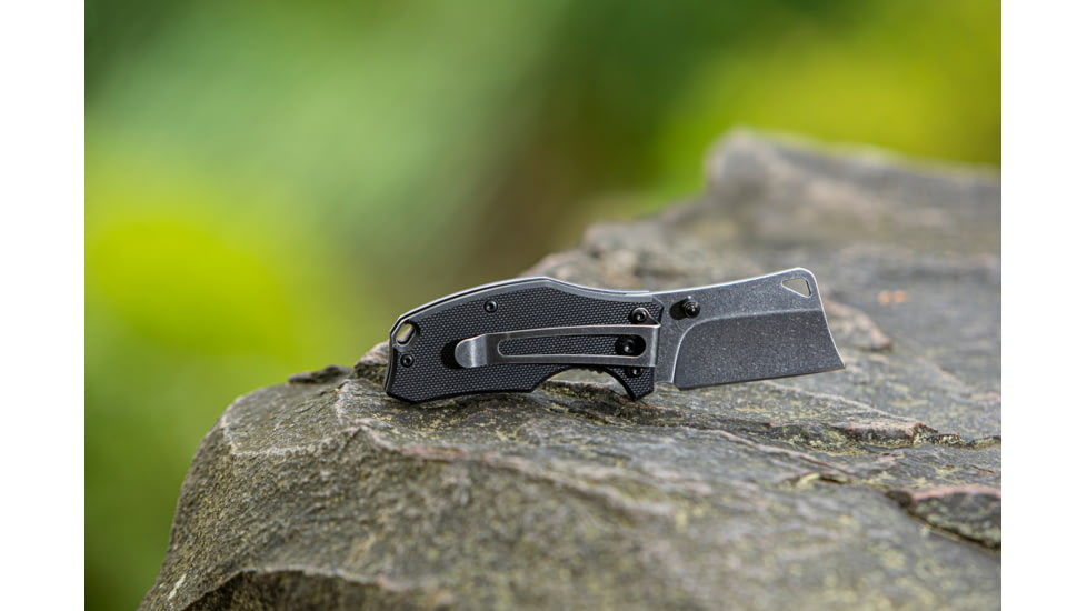 Smiths Lil Choncho Folding Knife, 2.2in, 400 Stainless Steel, Black Stonewash, Cleaver Blade, G10 Handle, Black, SP-51126