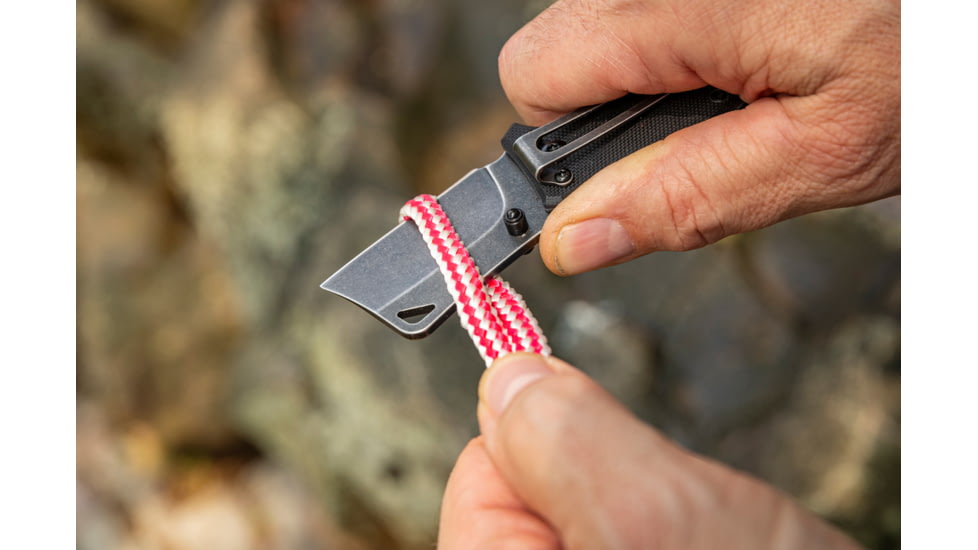 Smiths Lil Choncho Folding Knife, 2.2in, 400 Stainless Steel, Black Stonewash, Cleaver Blade, G10 Handle, Black, SP-51126