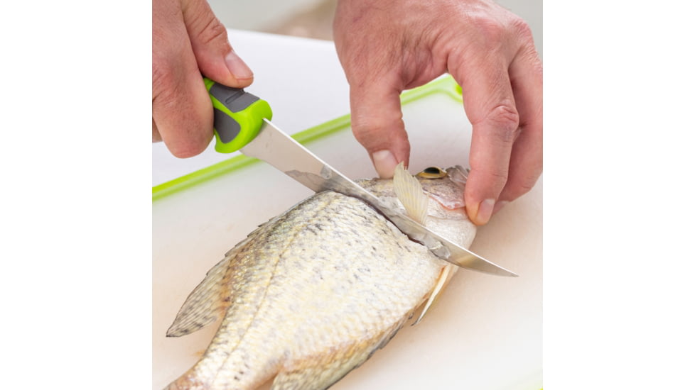 Smiths Mr. Crappie 6 in Curved Slab-Sticker Fillet Knife w/Breathable Sleeve, Green, SP-51208