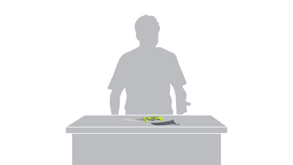 Smiths Mr. Crappie 6 in Curved Slab-Sticker Fillet Knife w/Breathable Sleeve, Green, SP-51208
