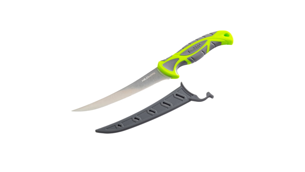 Smiths Mr. Crappie 6 in Curved Slab-Sticker Fillet Knife w/Breathable Sleeve, Green, SP-51208