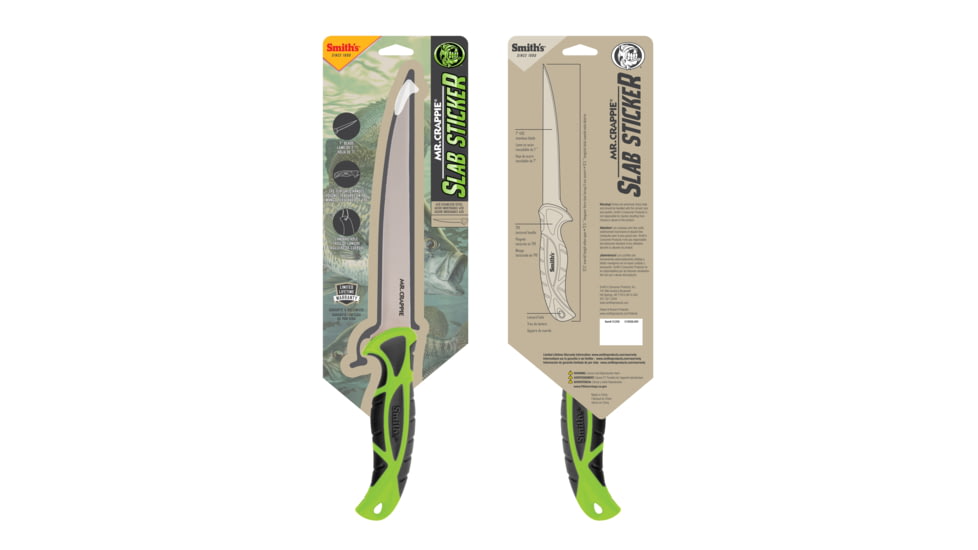 Smiths Mr. Crappie 7 in Slab-Sticker Fillet Knife, Steel, Green, SP-51209