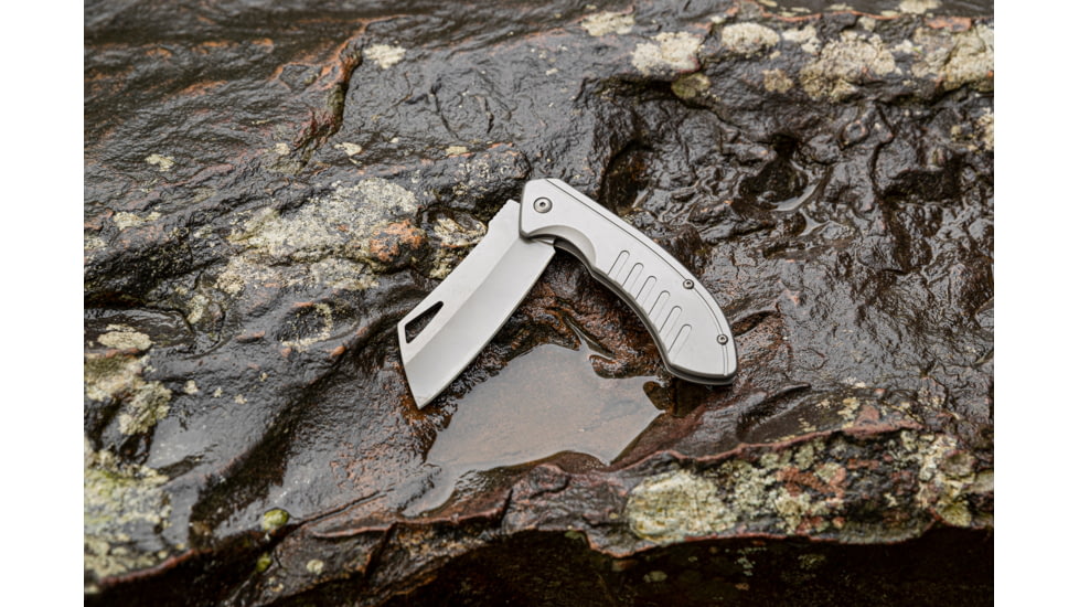 Smiths Titania Cleaver Folding Knife, 3.26in, 400 Stainless Steel, Titanium, Cleaver Blade, Stainless Steel Handle, Titanium, SP-51141