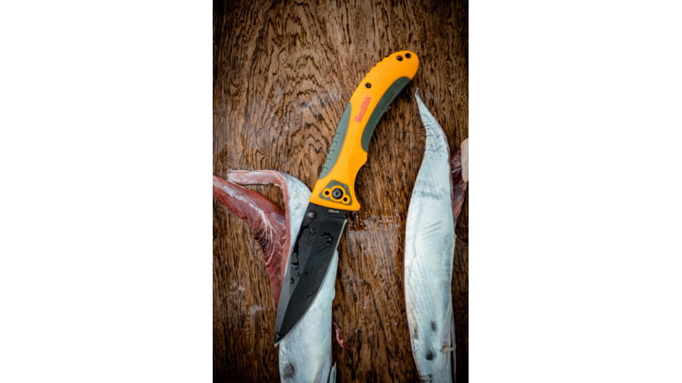 Smiths Trail Breaker Folding Knife, 3.5in, 420 Stainless Steel, Black, Drop Point Blade, Orange/Gray, SP-51005
