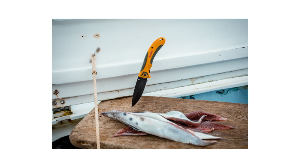 Smiths Trail Breaker Folding Knife, 3.5in, 420 Stainless Steel, Black, Drop Point Blade, Orange/Gray, SP-51005