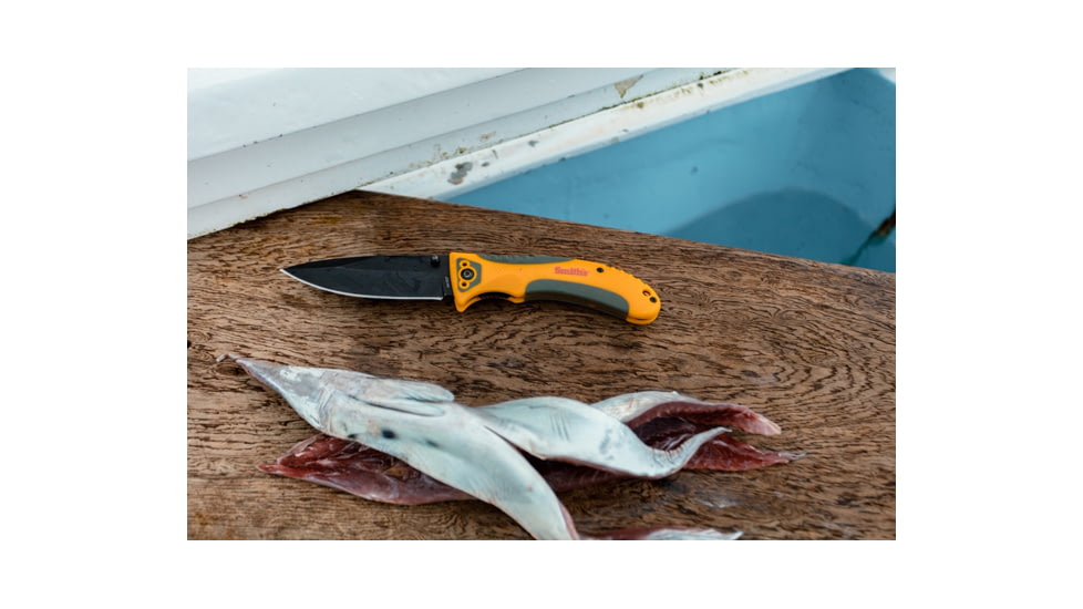 Smiths Trail Breaker Folding Knife, 3.5in, 420 Stainless Steel, Black, Drop Point Blade, Orange/Gray, SP-51005